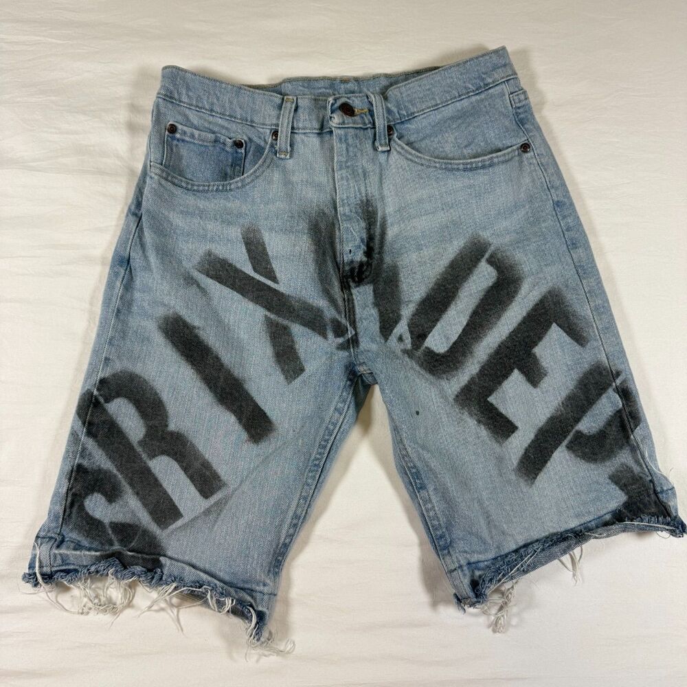 Wrangler Denim Cutoff Shorts Men's 30 DIY Spray Paint Distressed